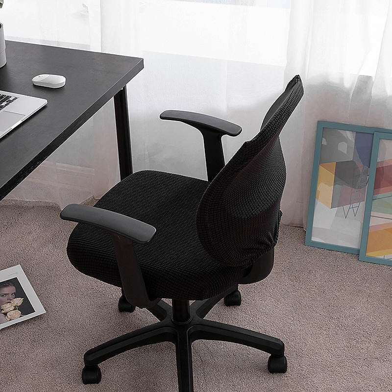 husă scaun de birou pentru computer burgundă elastică, rotativă, pentru scaun pentru jocuri, elastic, jacquard, negru, uni, culoare solidă, moale, durabil, lavabil 2025 - $14.49 –P4