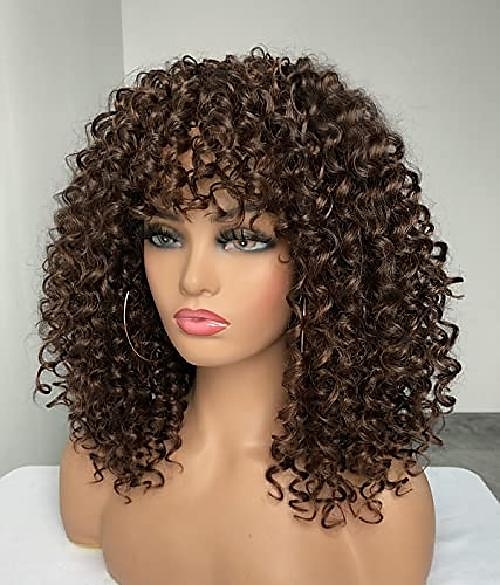 Brown Wigs for Women Afro Curly Wigs with Bangs for Black Women Kinky Curly Wig for Daily Wear (Color : Brown) 2025 - $31.99 –P3