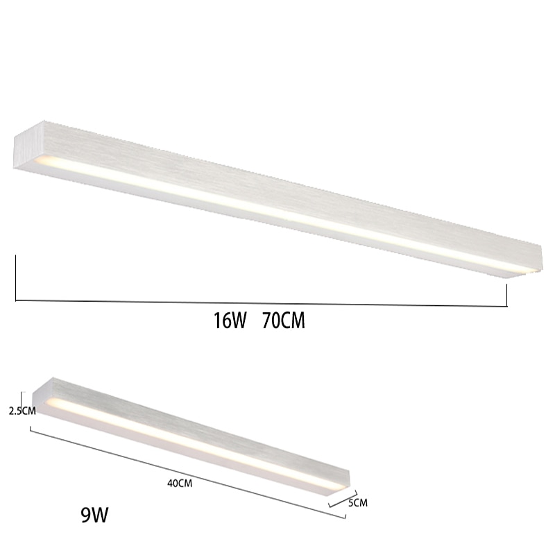 матовый светодиодный зеркальный светильник тщеславия современный черный серебристый минималистский светильник для ванной комнаты алюминиевый водонепроницаемый ip20 40 см 70 см 110-240 В 2026 - Kč1232 –P14