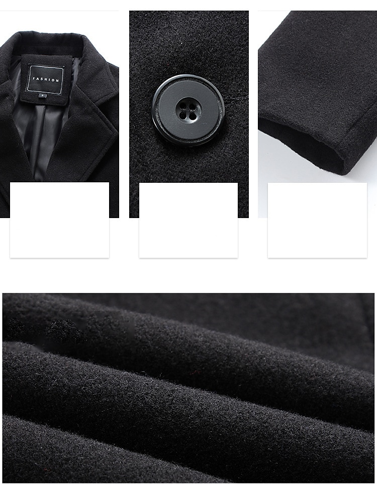Men's Winter Coat Wool Coat Overcoat Trench Coat Short Coat Street Business Winter Fall Polyester Thermal Warm Breathable Outerwear Clothing Apparel Casual Solid Color Pocket Turndown Single Breasted 2025 - $39.99 –P1