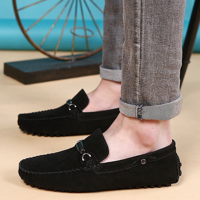 mocassins classiques en daim bleu marine pour hommes avec détails en métal - idéaux pour les occasions professionnelles décontractées et formelles de 2025 ? $54.99 –P1