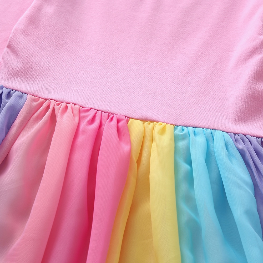 Brzdąc Dla dziewczynek Sukienka Kolorowy blok Tęczowy Długi rękaw Ślub Rocznica Prezenty bożonarodzeniowe Niejednolita całość Elegancja Boho Piękny Bawełna Poliester Maxi Sukienka tiulowa Jesień Zima 2025 - $27.99 –P5
