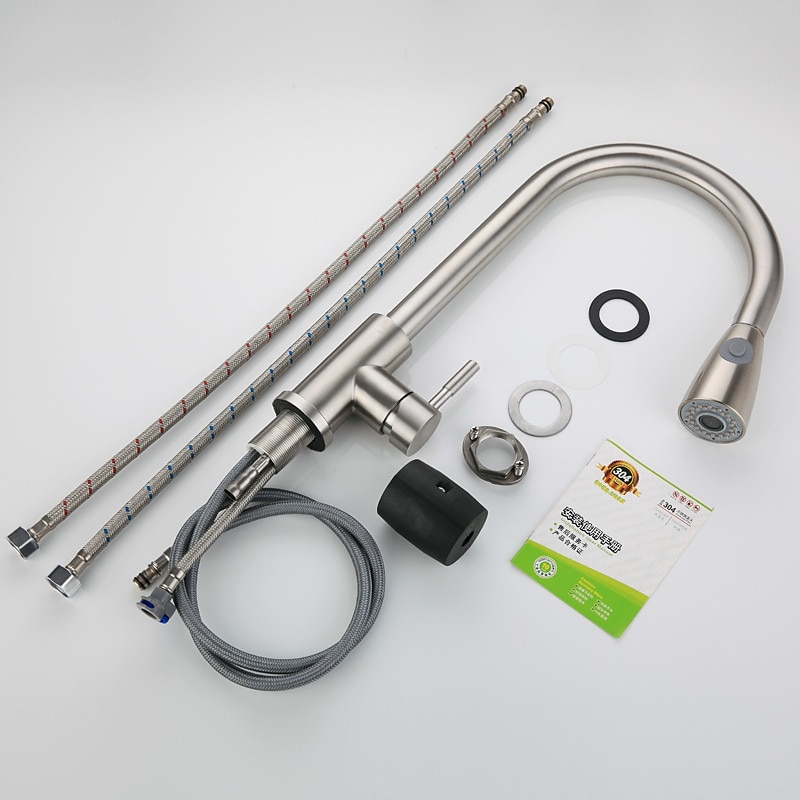 Baterie pentru chiuvetă de bucătărie cu pulverizare extrasă montată pe puntea de pulverizare, oțel inoxidabil 304 robinete pentru vas de bucătărie rotative 360 pentru chiuveta de spălat legume nichel periat negru 2025 - $64.99 –P2