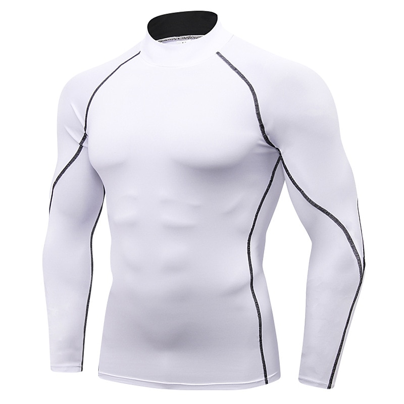 Men's Compression Shirt Running Shirt Long Sleeve Base Layer Summer Breathable Quick Dry Moisture Wicking Power Flex Fitness Gym Workout Running Sportswear Activewear Dark Grey Black White 2025 - $16.49 –P13