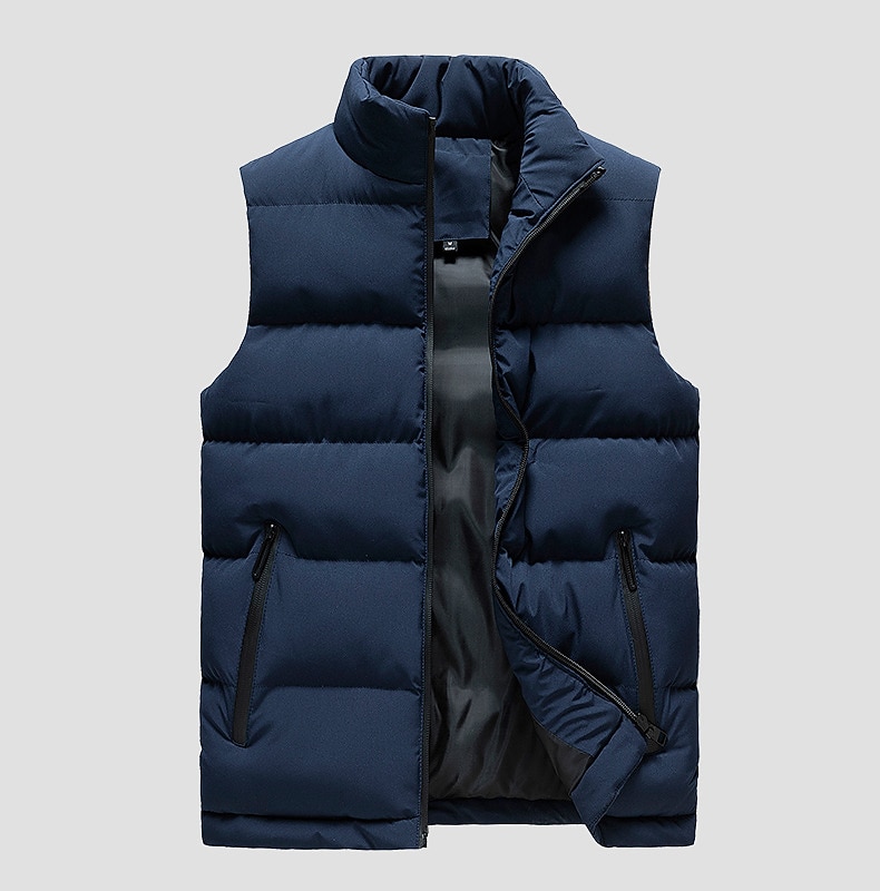 2026年 男性用 パファーベスト フォーマル レギュラー カジュアル 保温 高通気性 冬 秋 純色 ブルー ブラック ルビーレッド パファージャケット  コレクション – $22.99 –P10