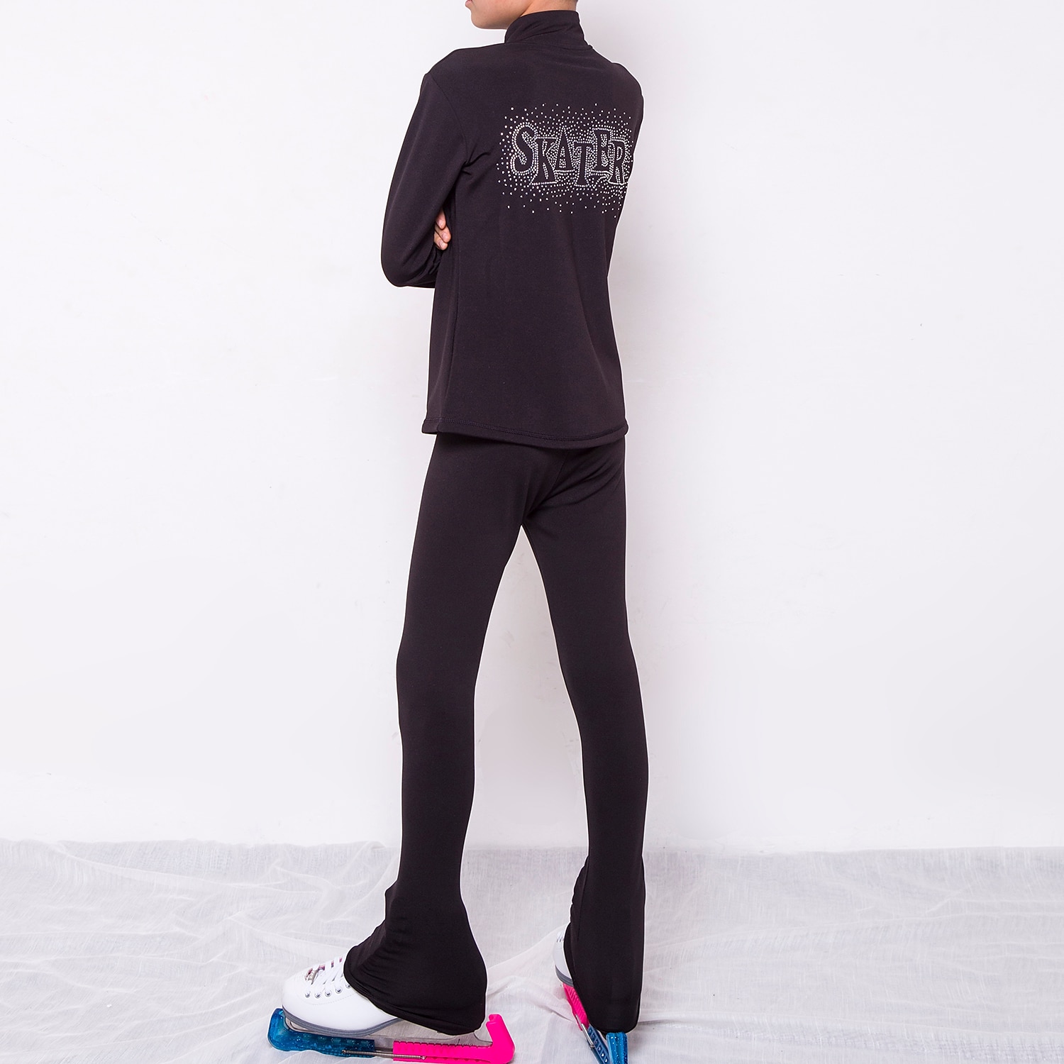 Figure Skating Jacket with Pants Men's Boys Ice Skating Jacket Pants / Trousers Leggings Black Thumbhole Fleece Spandex High Elasticity Training Practise Competition Skating Wear Thermal Warm Handmade 2025 - $91.99 –P1