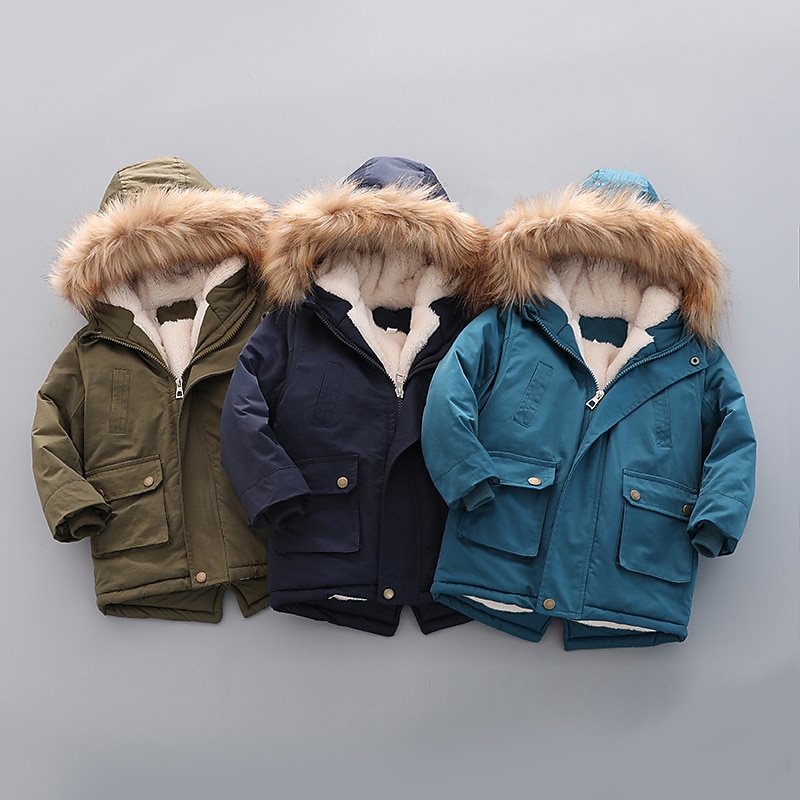 Kids Boys' Fleece Jacket Hoodie Jacket Outerwear Solid Color Long Sleeve Zipper Coat Outdoor Cotton Adorable Daily Yellow Pink Navy Blue Spring Fall 7-13 Years 2025 - $37.99 –P2