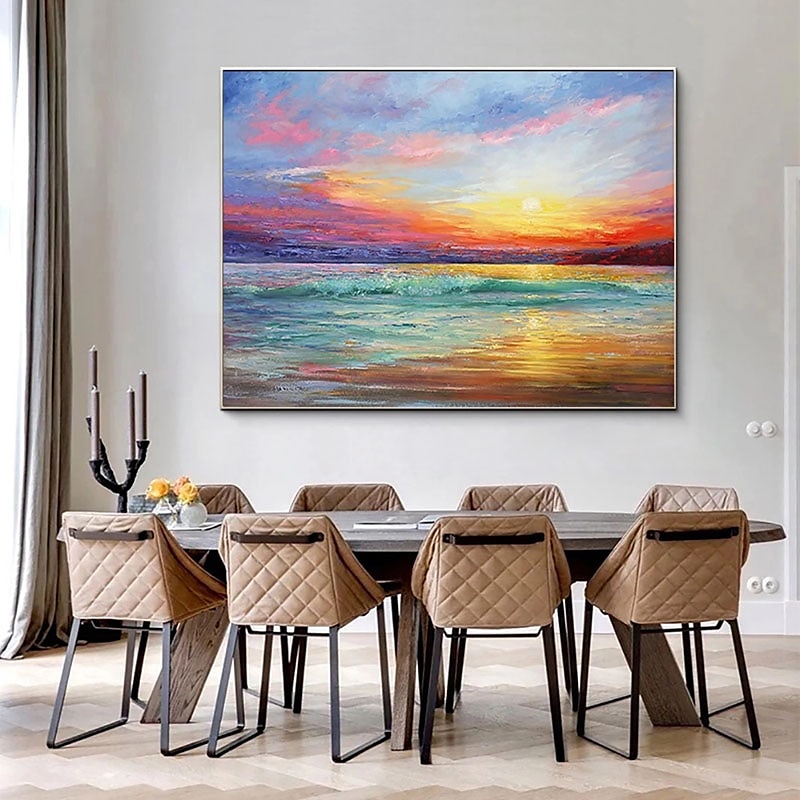 Oil Painting Handmade Hand Painted Wall Art Seascape Sunrise Abstract Bedroom Decoration Paintings Home Decoration Decor Stretched Frame Ready to Hang 2025 - GBP £188 –P10