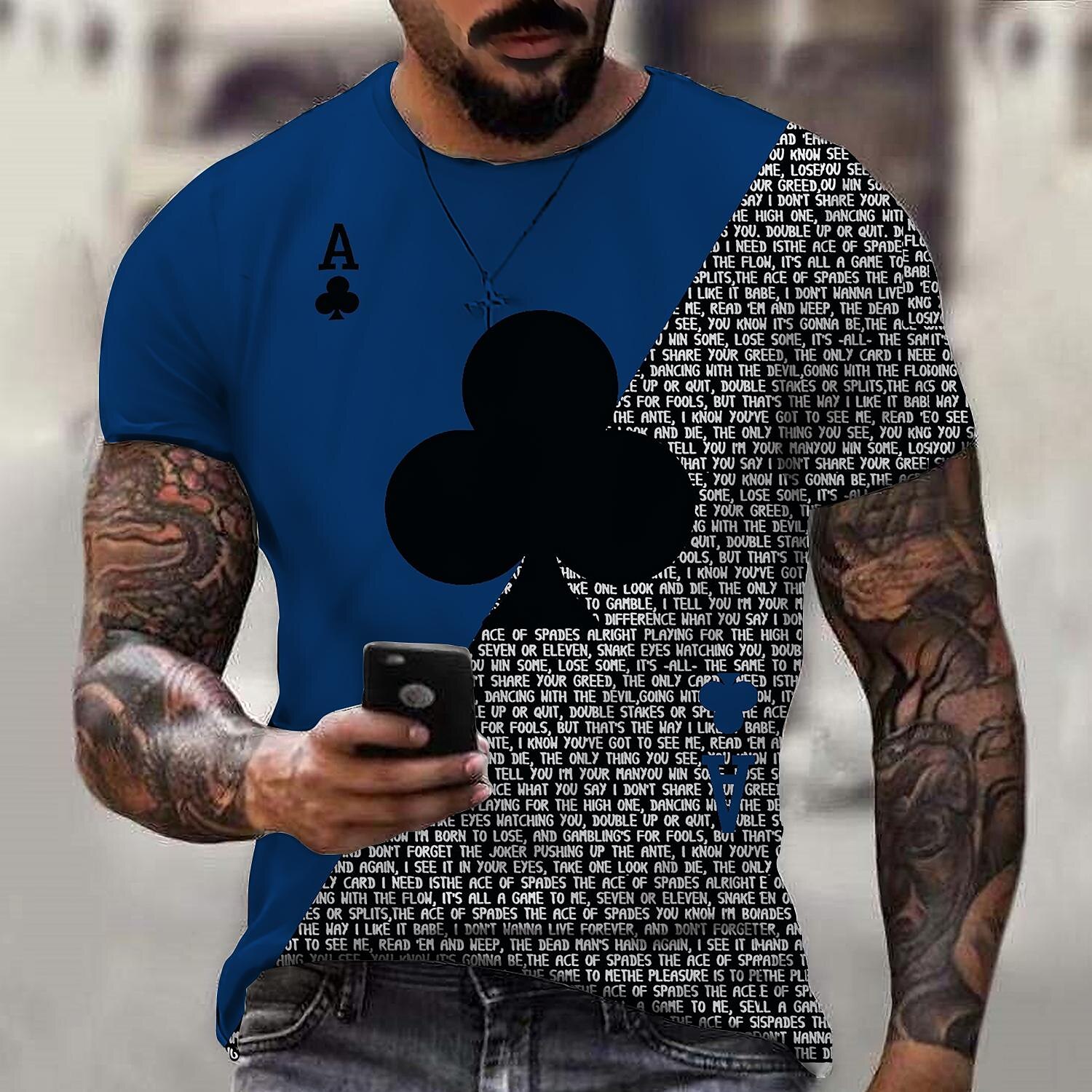 Męskie Dla obu płci Wzory graficzne Poker Koszula Podkoszulek Koszulki Krótki rękaw Podkoszulek Druk 3D Okrągły dekolt Koszula Designerskie Codzienny Duży i wysoki Codzienny Święto Jasnożółty 2025 - $15.99 –P7