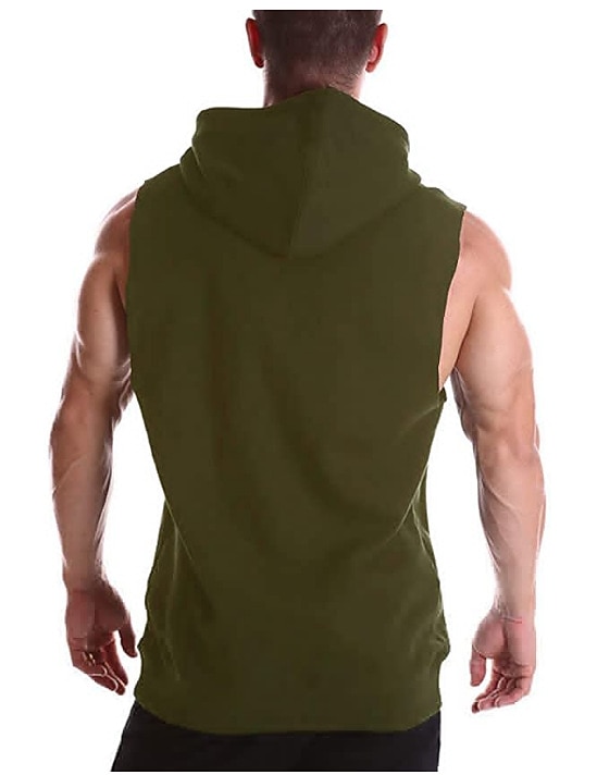 Herren Lauf-Tanktop Workout-Tanktop Tasche Mit Kapuze Ärmellos Kapuzensweatshirt Sommer Einfarbig Baumwolle Komfort Weich Feuchtigkeitsableitend Atmungsaktiv Fitnesstraining Sport und Fitness 2025 - $17.99 –P2