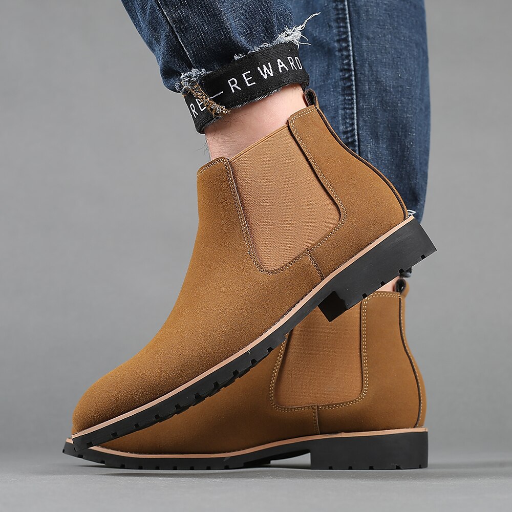 Men's Boots Chelsea Boots Casual Classic Daily PU Booties / Ankle Boots Black Khaki Brown Fall Winter 2023 - AED 190.99 –P4