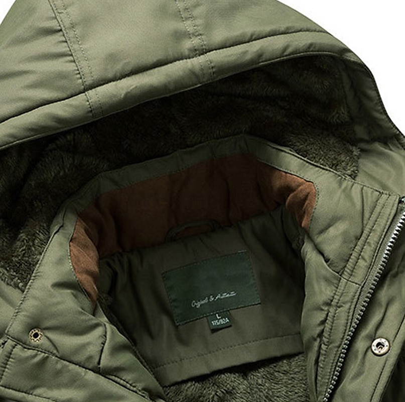 Herren Wintermantel puffer jacket Winterjacke Tasche Full Zip Outdoor Täglich Lang Sport Brautkleider schlicht warm Atmungsaktiv Herbst Winter Feste Farbe Schwarz Armeegrün Königliches Blau Khaki 2025 - $88.99 –P4