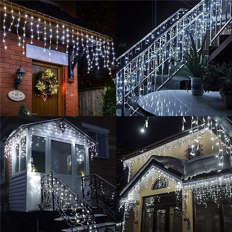 luz de cordão de pingente luz de decoração ip44 luz de férias ao ar livre luzes de cortina de gelo 3,5m 5m 96leds 216leds luz de corda flexível para ano novo decoração de festa de natal guirlanda iluminação colorida eu us plug de 2025 por $12.99 –P3