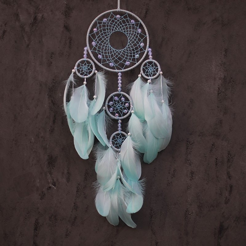Dream Catcher Handmade Gift  with 5 Circles Feather Bead Flower Wall Hanging Decor Art Boho Style 16*70cm 2025 - $15.99 –P5