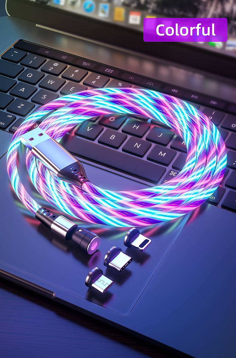 Универсальный зарядный кабель 3,3 фута 6,6 футов USB A на Lightning/микро/USB C 3 A Кабель для зарядки Быстрая зарядка 3 в 1 Магнитный Вращение на 540° Назначение Samsung Xiaomi Huawei 2025 - $18.99 –P12