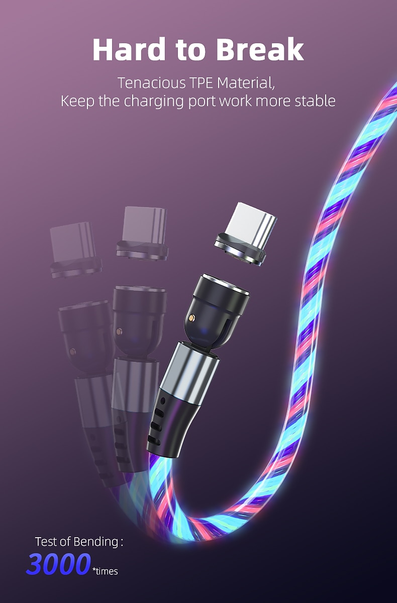 Универсальный зарядный кабель 3,3 фута 6,6 футов USB A на Lightning/микро/USB C 3 A Кабель для зарядки Быстрая зарядка 3 в 1 Магнитный Вращение на 540° Назначение Samsung Xiaomi Huawei 2025 - $18.99 –P10