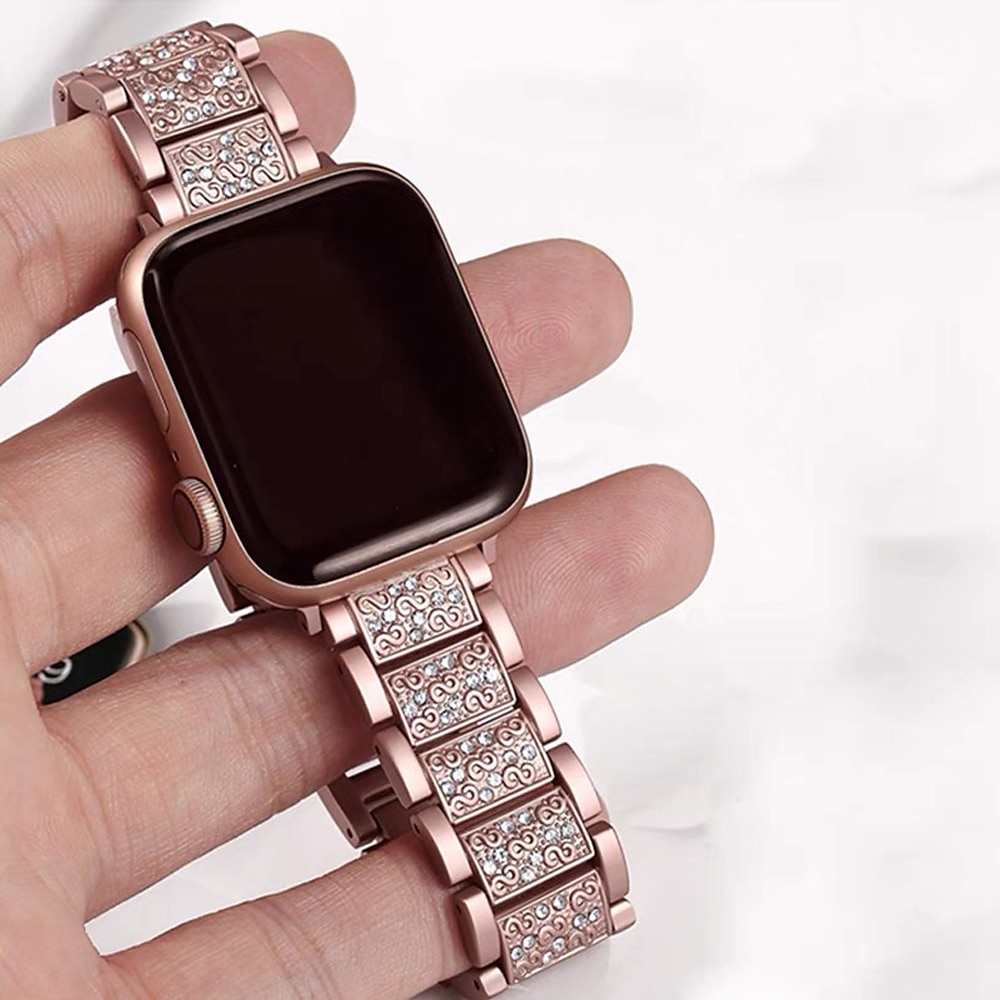 Cinturino per orologio  per Apple Watch Series 8 7 6 5 4 3 2 1 SE Acciaio inossidabile Sostituzione Cinghia Diamante Bling Braccialetto di gioielli Polsino del 2025 a $22.99 –P5