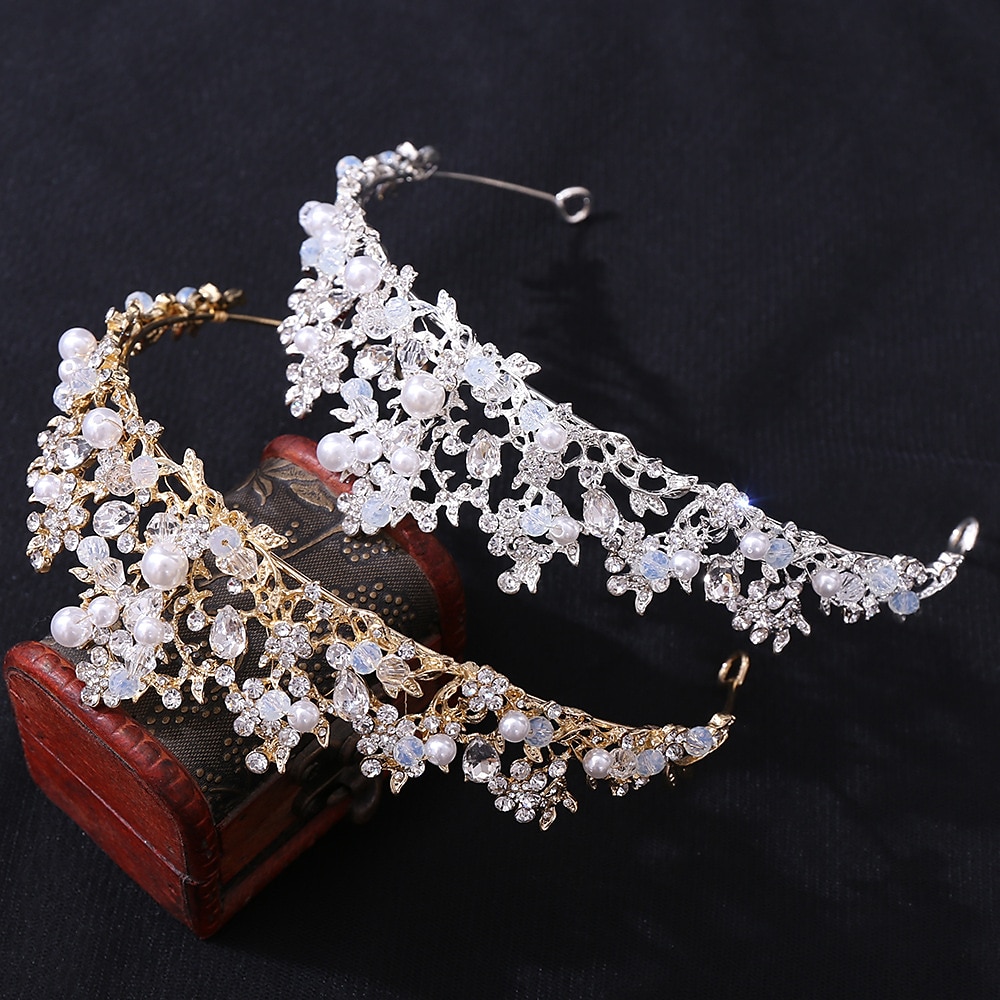 Kroon Tiara's Haarbanden Hoofddeksel Imitatie Parel Rhinestone Bruiloft Feest  Avond Retro Zoet Met Nepparel Kristal  Rhinestone Hoofddeksel jurk om indruk te maken 2025 - $28.99 –P2