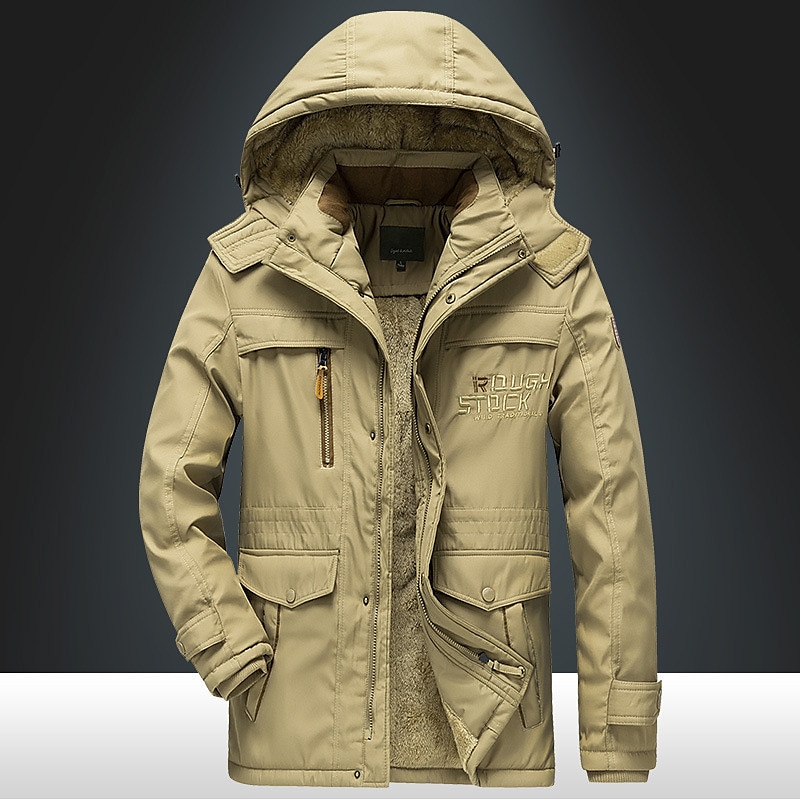 Herren Wintermantel puffer jacket Winterjacke Tasche Full Zip Outdoor Täglich Lang Sport Brautkleider schlicht warm Atmungsaktiv Herbst Winter Feste Farbe Schwarz Armeegrün Königliches Blau Khaki 2025 - $88.99 –P3