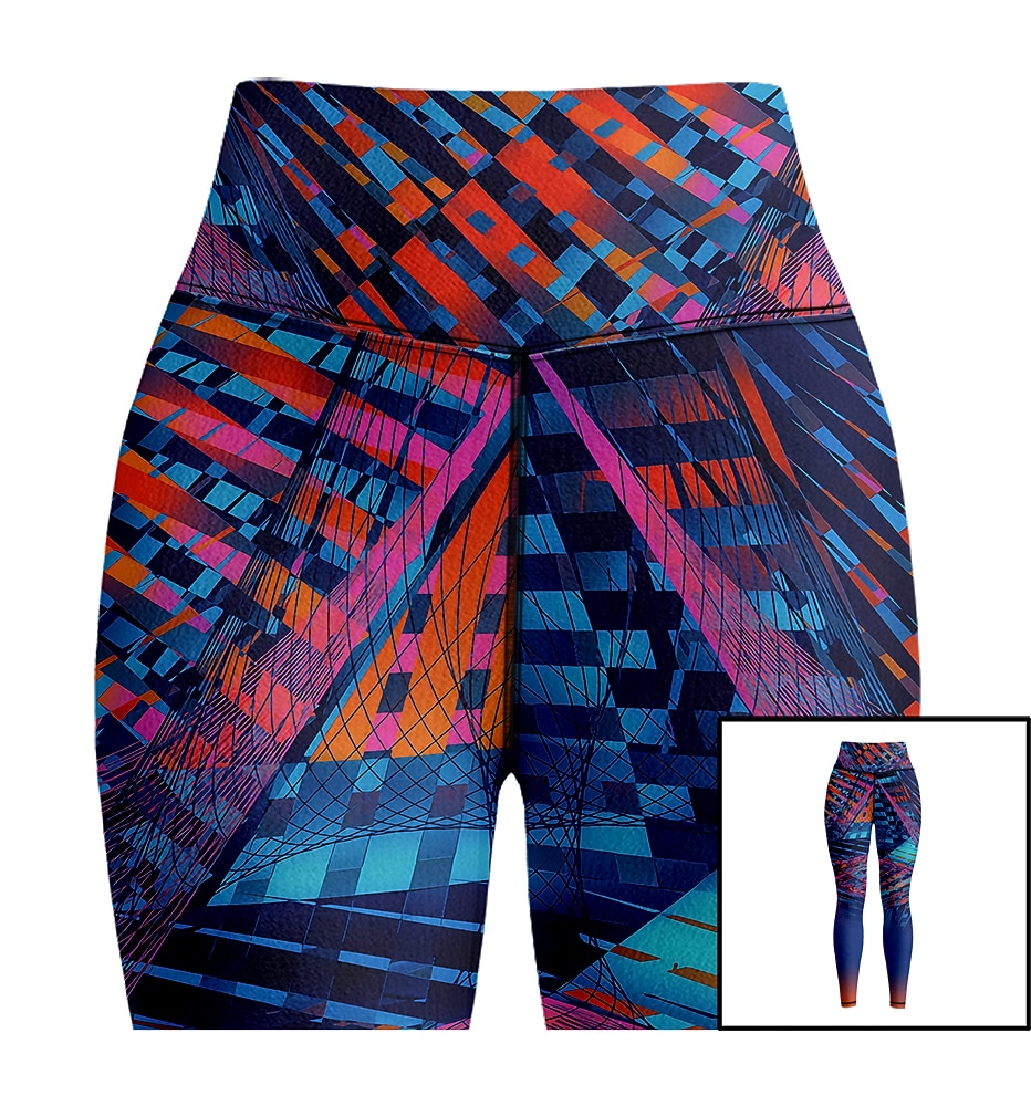 Жен. Леггинсы Sports Gym Leggings Штаны для йоги Спандекс Синий Укороченные леггинсы Геометрия Утягивание живота Подтяжка Одежда Одежда Йога Фитнес Тренировка в тренажерном зале Бег / Эластичность 2026 - $18.99 –P7