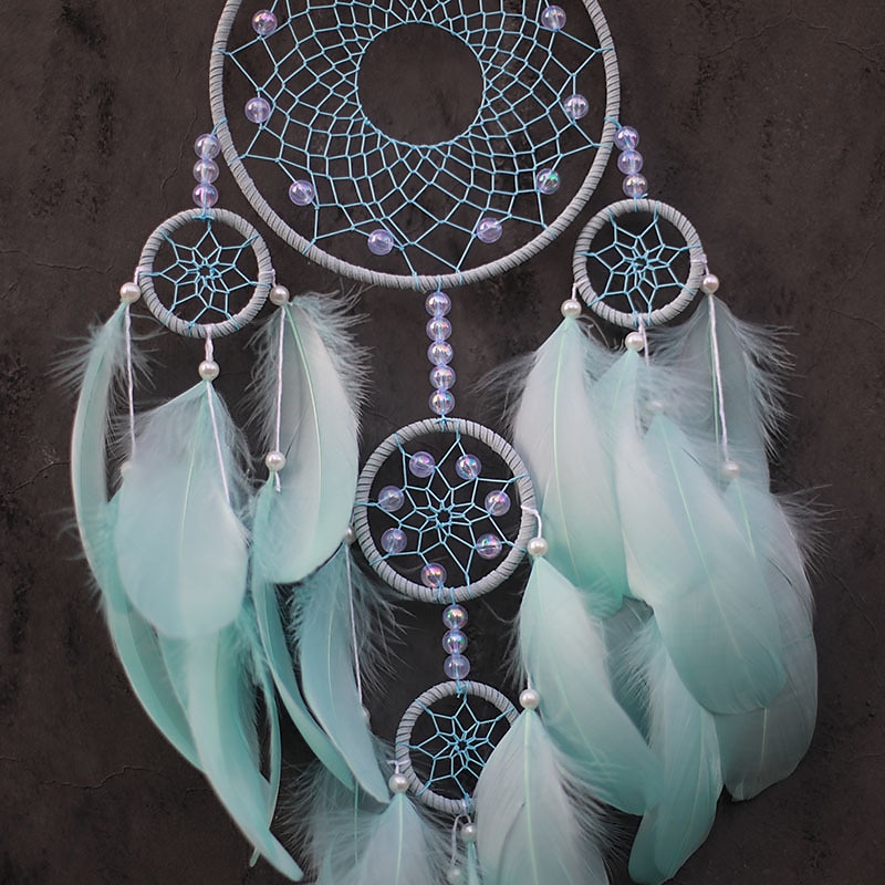 Dream Catcher Handmade Gift  with 5 Circles Feather Bead Flower Wall Hanging Decor Art Boho Style 16*70cm 2025 - $15.99 –P7