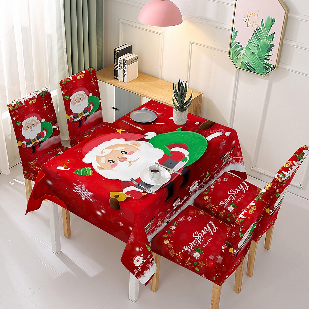 Xmas Strech Chair Slipcovers Washable Cover Decoration Dining Room Chair Protector Home Decor Universal Fit for Wedding Party Banquet papasgix Xmas Christmas Chair Covers Set of 4 