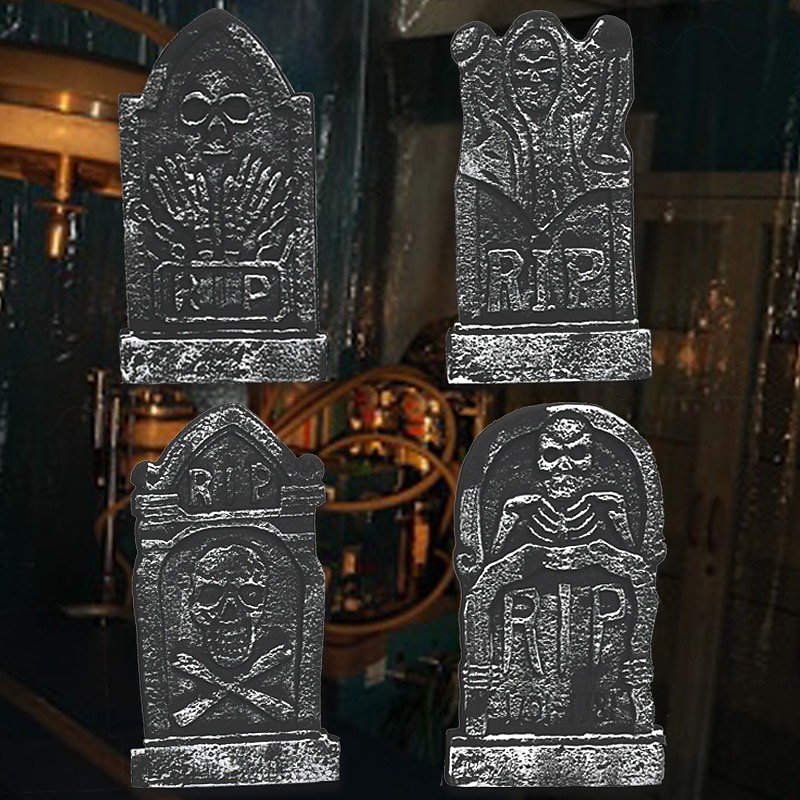 Mousse solide pierre tombale halloween prop bar maison hantée chambre secrète décoration 4 pièces de 2025 ? $38.99 –P1