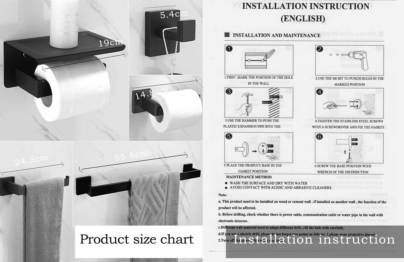 Bathroom Accessory Set Stainless Steel Include Towel Bar/Robe Hook/Toilet Paper Holder/Bathroom Tower Rack Matte Black 1or3or4pcs 2025 - $27.99 –P1