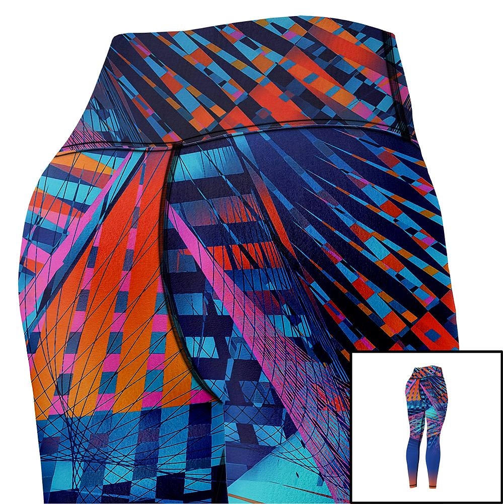 Жен. Леггинсы Sports Gym Leggings Штаны для йоги Спандекс Синий Укороченные леггинсы Геометрия Утягивание живота Подтяжка Одежда Одежда Йога Фитнес Тренировка в тренажерном зале Бег / Эластичность 2026 - $18.99 –P9