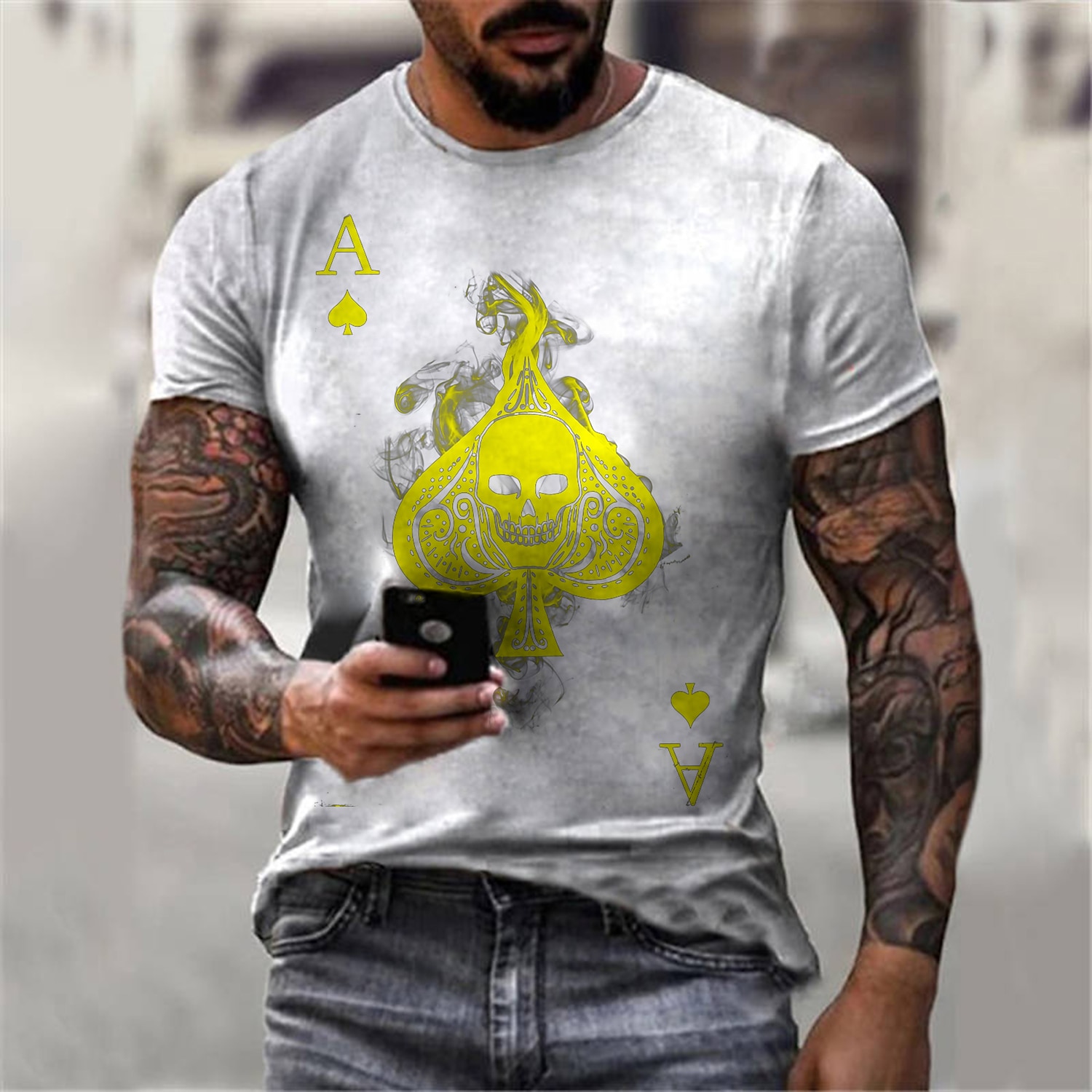 Herre Hodeskaller Grafiske trykk Skjorte T skjorte T-skjorter Kortermet T skjorte 3D-utskrift Rund hals Skjorte Designer Klassisk Fritid Daglig Ferie Lysegul Svart Hvit Sommer Klær S M L XL XXL 3XL 2025 - $17.99 –P5