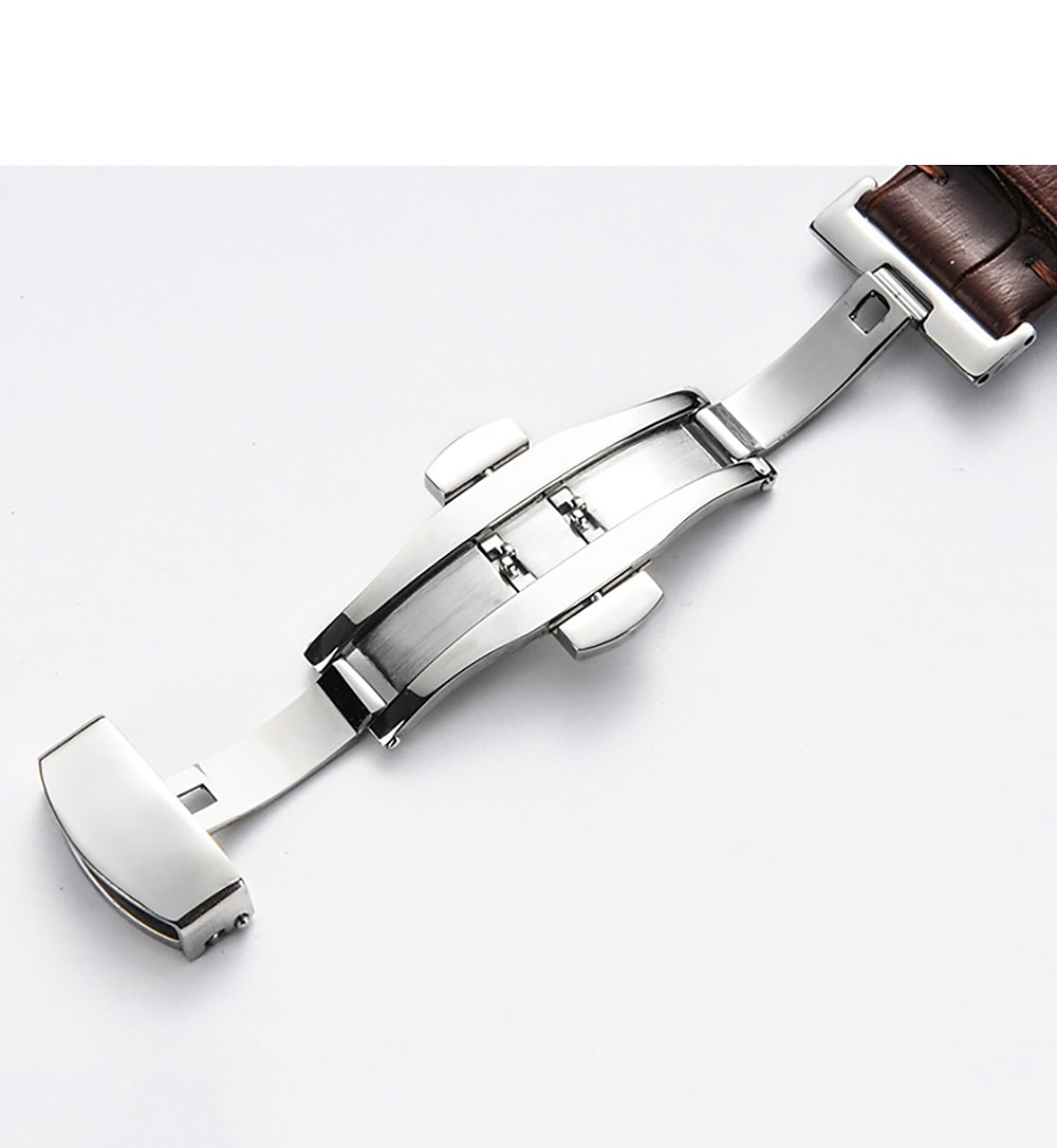 Curea de ceas din piele naturală curea de schimb din piele de vițel cu granule de aligator Brățară cu cataramă din oțel inoxidabil pentru bărbați și femei-14mm 16mm 18mm 19mm 20mm 21mm 22mm 2025 - $12.99 –P5