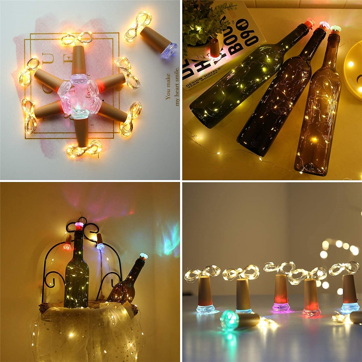 2026年 エレガントなウェディングパーティーレセプション 20 個パック コルク付きワインボトルライト - 20 個の LED フェアリーライト、DIY パーティーホリデーデコレーション用の電池式ダイヤモンド型 LED ライト  コレクション – $22.99 –P4