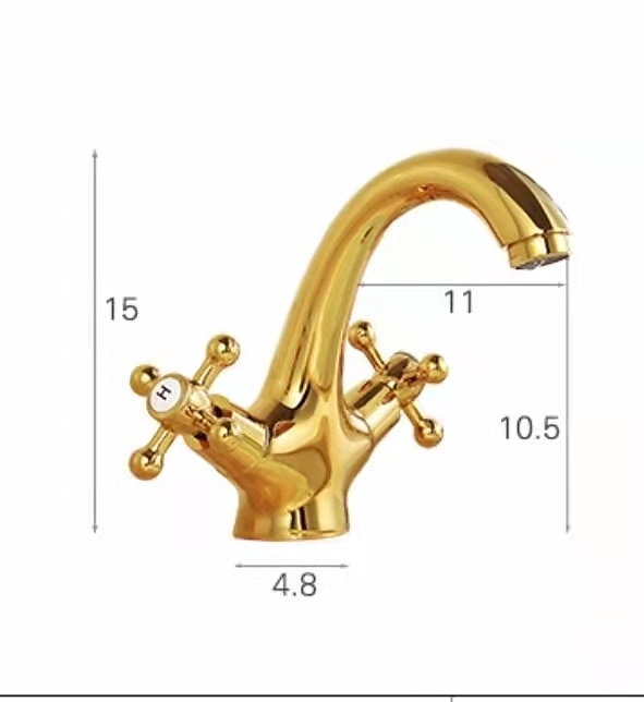 Antique Brass Bathroom Sink Faucet,Centerset  Two Handles One Hole Bath Taps with Hot and Cold Switch and Ceramic Valve 2025 - $89.99 –P1