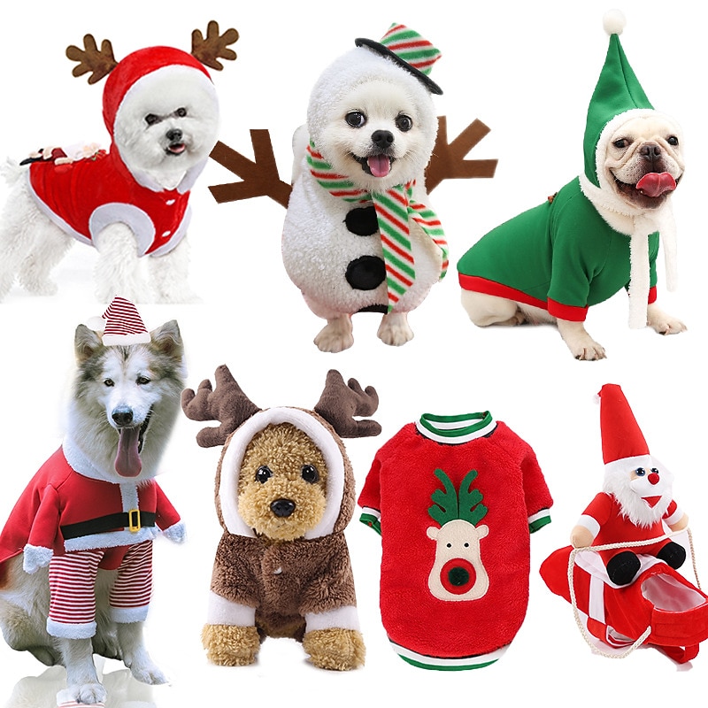 Hund Katt Julkostym Julklappar till husdjur Juloutfit jultomten söt stil Förtjusande Jul Ledigt / vardag Festival for Hes Bulldogg Mops Bichon Frisé Schnauzer 2025 - $15.49 –P2