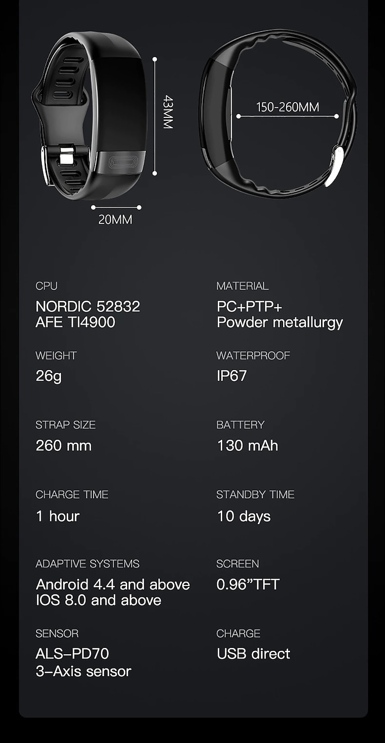 P11 PLUS Умные часы 0.96 дюймовый Умные браслеты ЭКГ + PPG Педометр Напоминание о звонке Фитнес-трекер Датчик для отслеживания активности Совместим с Android iOS IP 67 Женский Мужчины 2025 - $47.99 –P15