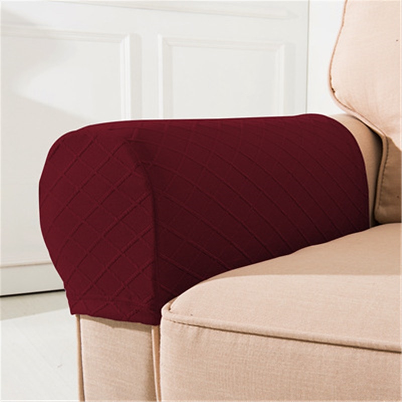 Fundas para reposabrazos de sillas, color burdeos, para sofás, fundas para brazos de sofá, fundas de spandex y jacquard, protectores de muebles antideslizantes, fundas de sillón lavables para sillón 2025 - $18.49 –P12