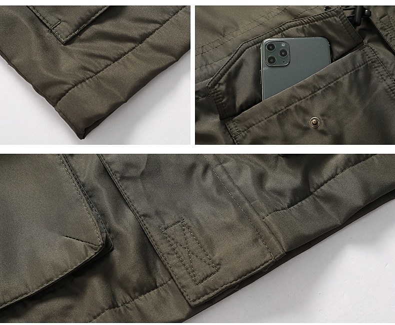 Męskie Kurtka zimowa Płaszcz zimowy Kurtka Na zewnątrz Ulica Oddychający Kieszeń Pełny zameczek Jesień Równina Sportowy Codzienny Bluza Regularny Regularny Granatowy Zielony Khaki Kurtki 2026 - $54.99 –P6