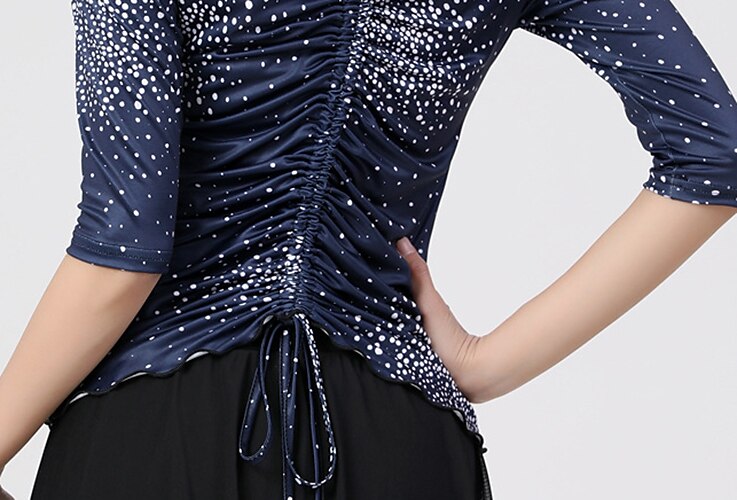 Latin Dance Ballroom Dance Top Printing Women's Training Performance Half Sleeve Polyester 2025 - $16.99 –P1