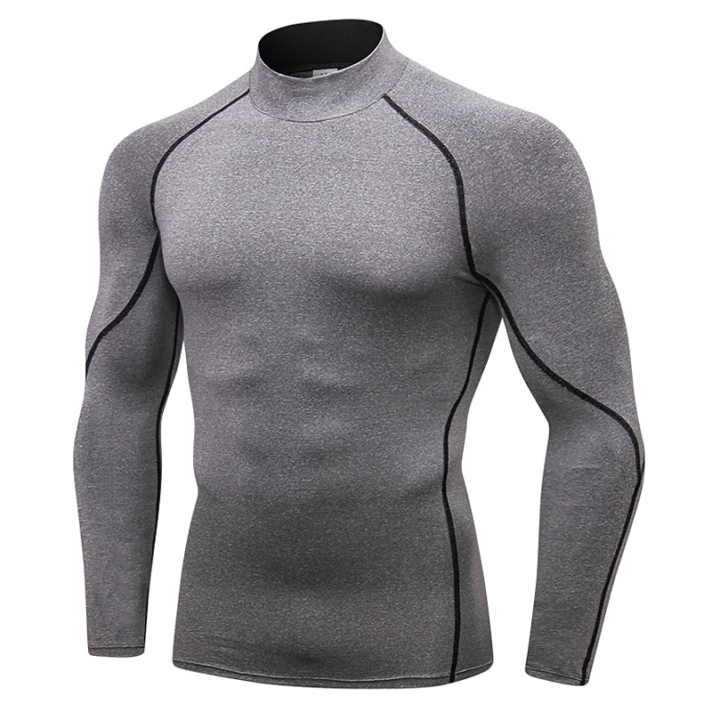 Men's Compression Shirt Running Shirt Long Sleeve Base Layer Summer Breathable Quick Dry Moisture Wicking Power Flex Fitness Gym Workout Running Sportswear Activewear Dark Grey Black White 2025 - $16.49 –P19