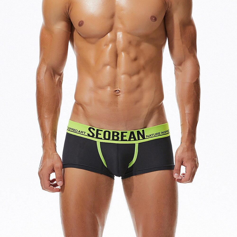Herren 1 PC Unterwäsche Boxer Slip Bedruckt Nylon Elasthan Waschbar Komfortabel Zitate & Sprüche Tiefe Hüfthöhe Schwarz Gelb 2025 - $10.99 –P3
