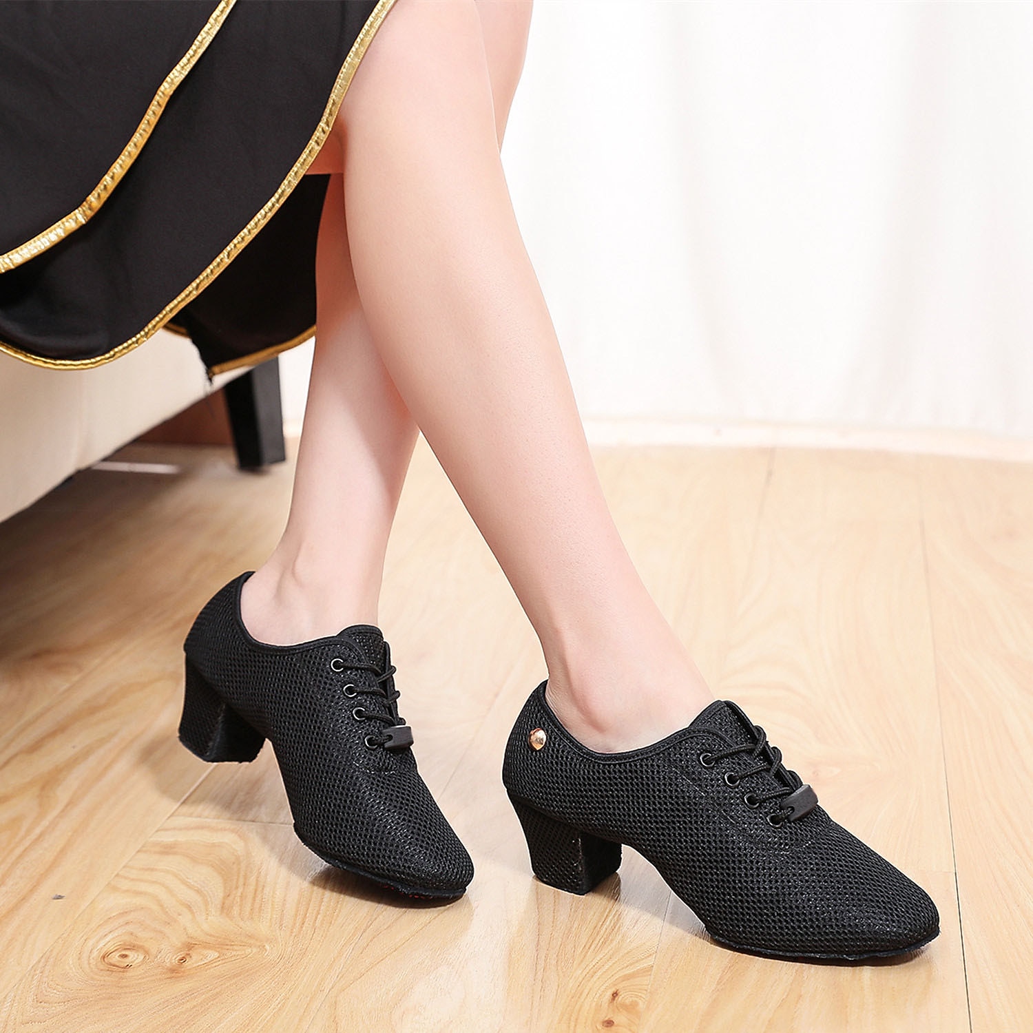 pantofi de dans jazz pentru damă, din plasă respirabilă, cu design cu șireturi și talpă confortabilă cu toc, pentru sală de bal și sesiuni de antrenament 2025 - $34.99 –P3