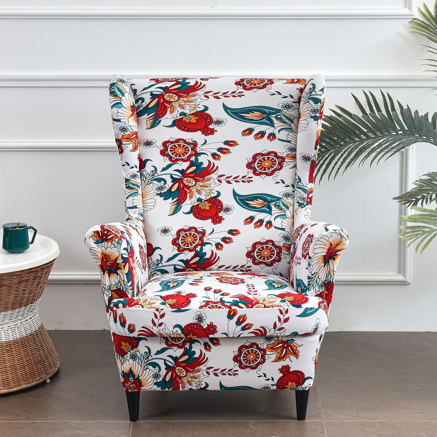 2-Piece Wingback Chair Cover Floral Patterned | lupon.gov.ph