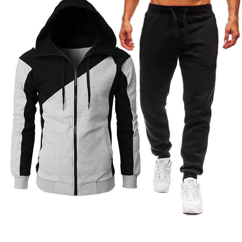 Homens Moletom Moletom zip Up com capuz Jaqueta de suor Vermelho Vinho Preto Vermelho Azul Cinzento Claro Com Capuz Bloco de cor Patchwork Zíper Desportos e Ar livre Legal Casual Indispensável para de 2025 por $30.99 –P5