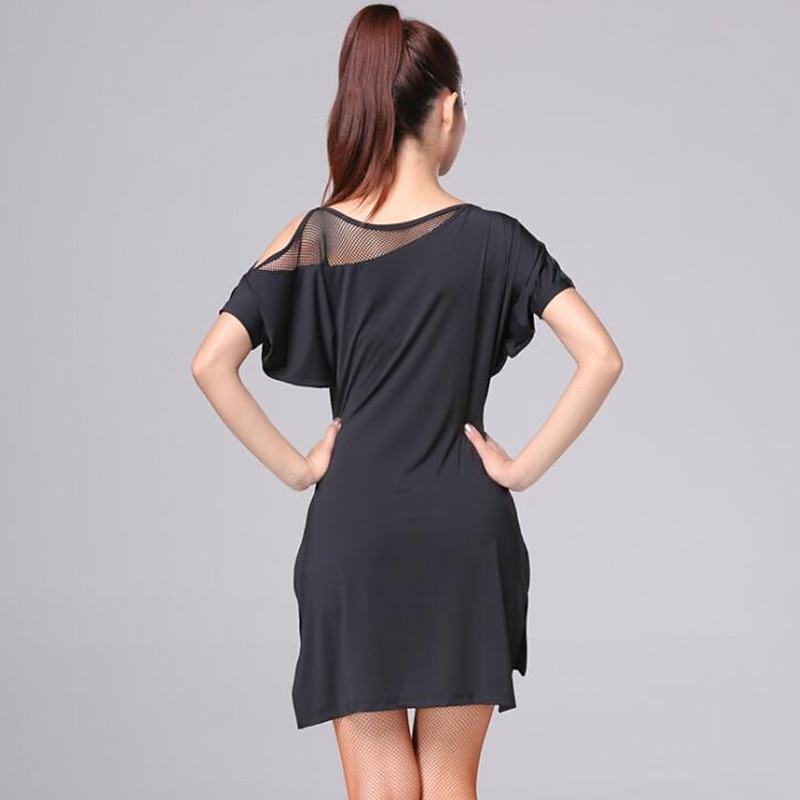 Danse latine Robe Creuse Couleur Pure Femme Utilisation Entraînement Manche Courte Taille haute Elasthanne de 2025 ? $24.99 –P1