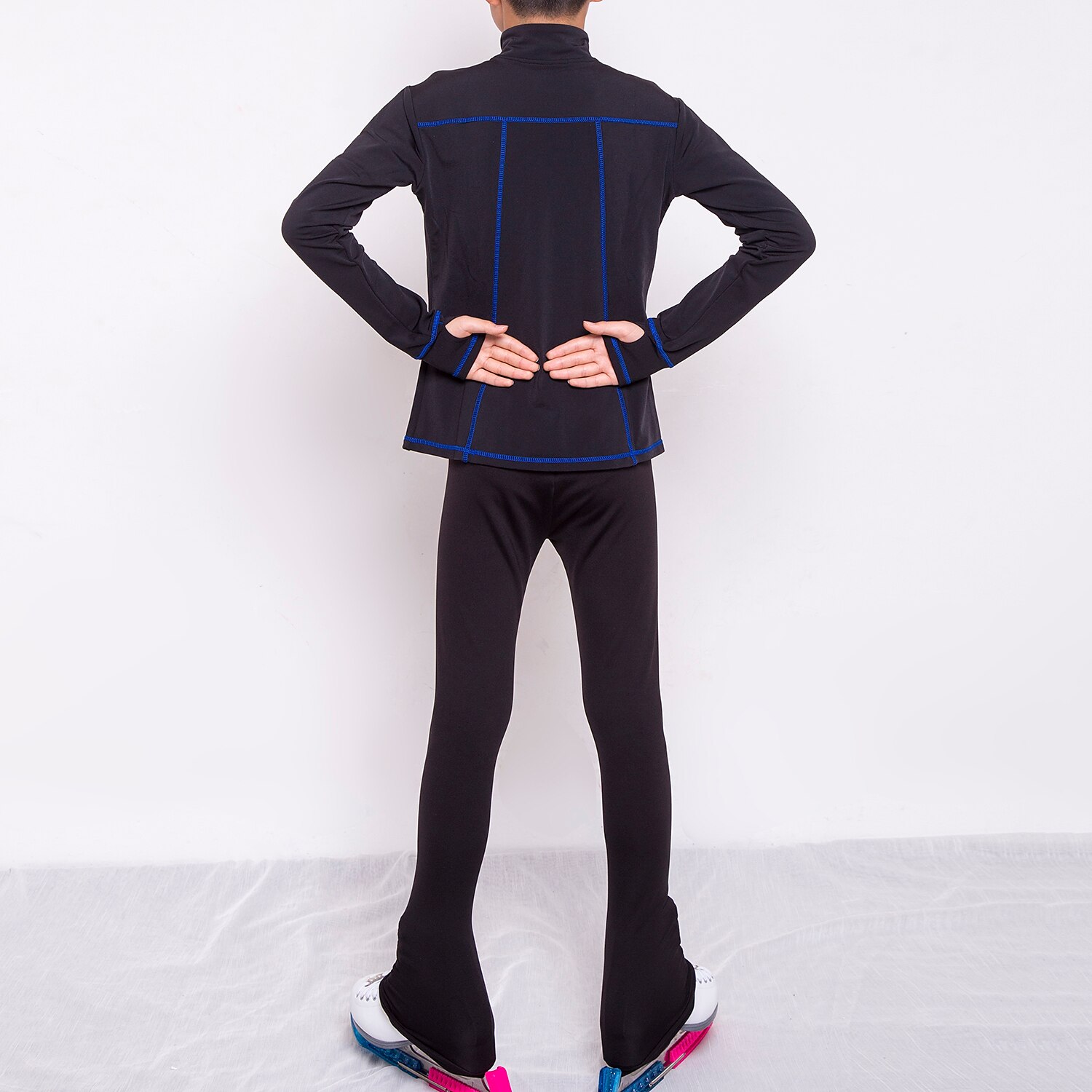 Bunda na krasobruslení a kalhoty Pánské Chlapecké Buz Pateni sako Kalhoty Legíny černá / modrá Díra na palec Fleece Spandex Vysoká pružnost Trénink Cvičení Soutěž Bruslařské oblečení Zahřívací Ručn 2025 - $91.99 –P2