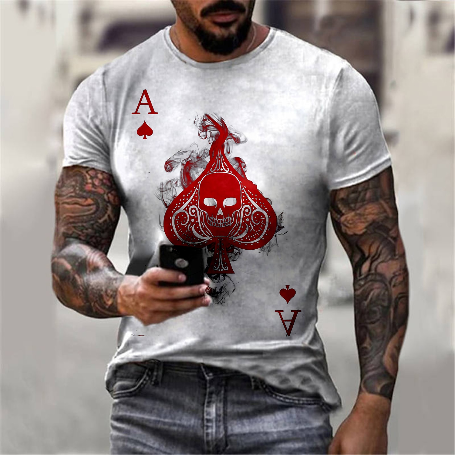 Herre Hodeskaller Grafiske trykk Skjorte T skjorte T-skjorter Kortermet T skjorte 3D-utskrift Rund hals Skjorte Designer Klassisk Fritid Daglig Ferie Lysegul Svart Hvit Sommer Klær S M L XL XXL 3XL 2025 - $17.99 –P4