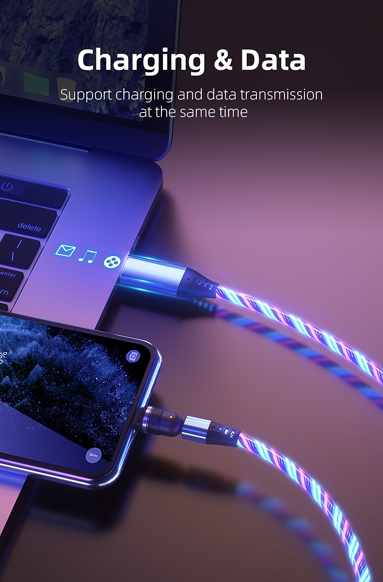 Универсальный зарядный кабель 3,3 фута 6,6 футов USB A на Lightning/микро/USB C 3 A Кабель для зарядки Быстрая зарядка 3 в 1 Магнитный Вращение на 540° Назначение Samsung Xiaomi Huawei 2025 - $18.99 –P3