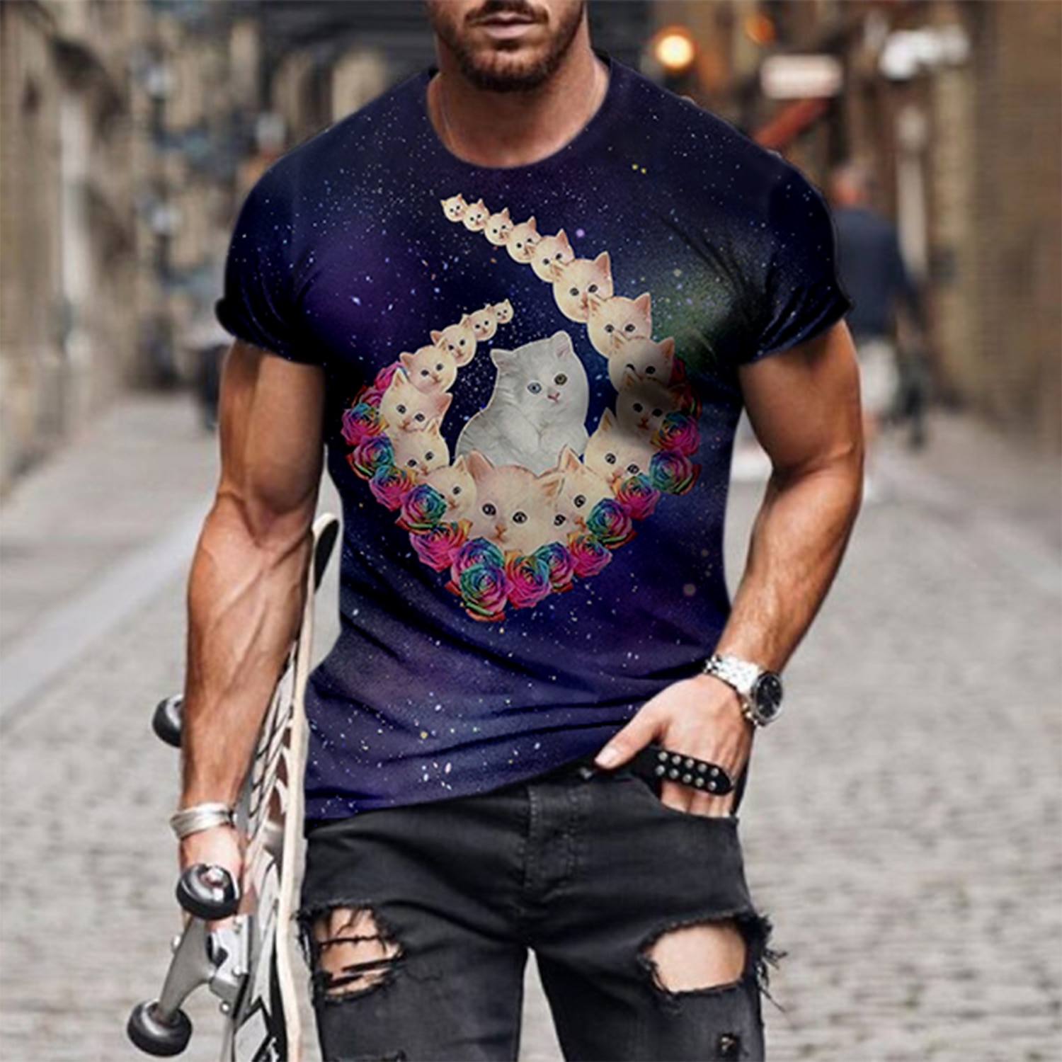 Men's Animal Cat T Shirt Funny T Shirts Short Sleeve T shirt 3D Print Crew Neck Shirt Designer Basic Slim Fit Casual Daily Weekend A B C Summer Clothing Apparel Plus Size S M L XL XXL 3XL 4XL 2025 - $17.99 –P9