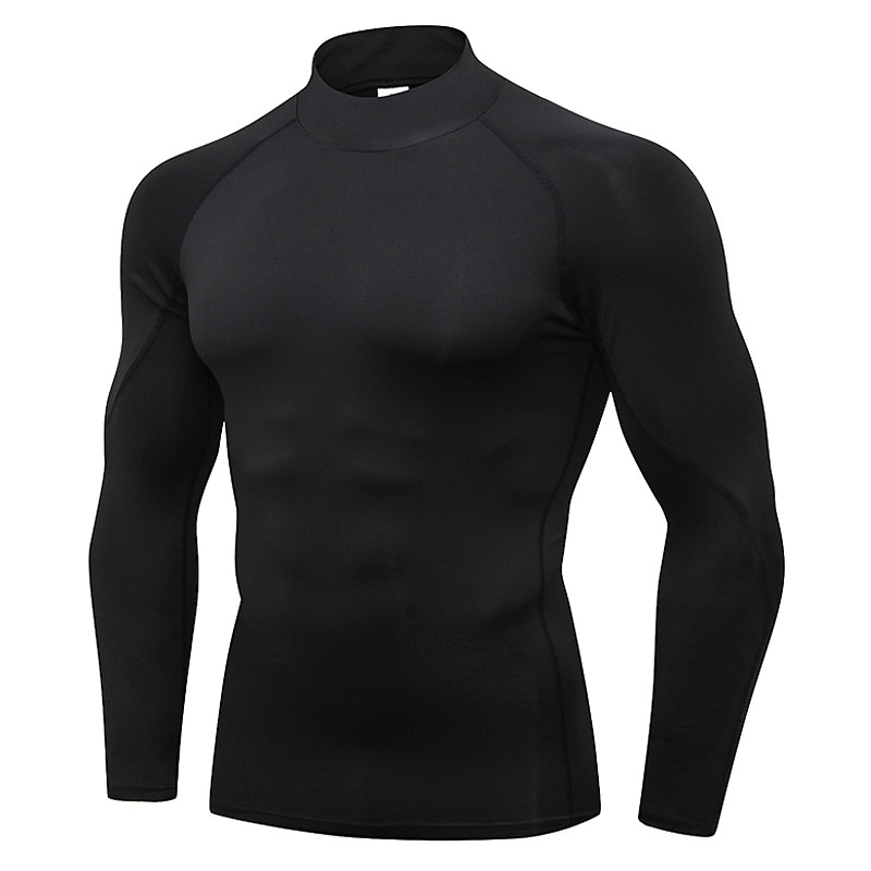 Men's Compression Shirt Running Shirt Long Sleeve Base Layer Summer Breathable Quick Dry Moisture Wicking Power Flex Fitness Gym Workout Running Sportswear Activewear Dark Grey Black White 2025 - $16.49 –P16