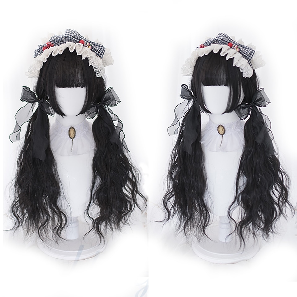 Długa Ombre Kolorowa Syntetyczna Peruka Cosplay Lolita Harajuku z Grzywką Naturalne Fale Różowa Fioletowa Niebieska Codzienna Peruka Halloween 2025 - $25.99 –P4